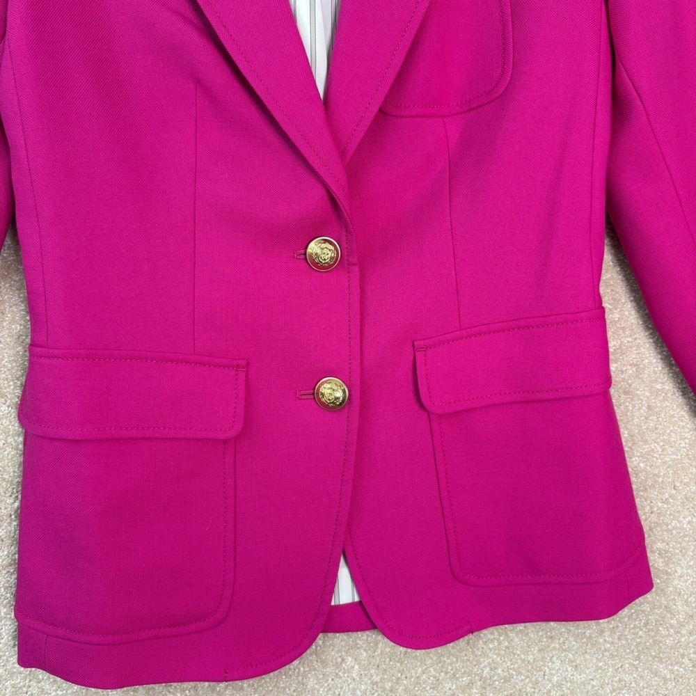 J.CREW Rhodes Blazer Women's 0 Pink Wool‎ Gold Button Professional Barbiecore - Picture 5 of 11